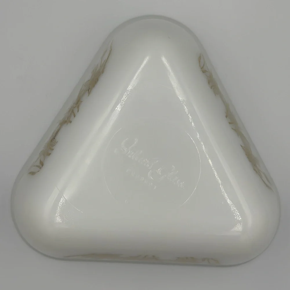Vintage MCM Inland Glass Golden Wheat Triangular Casserole
